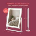 Witte Hollywood spiegel met LED verlichting, 37cm breed, 48cm hoog, 2.6kg.