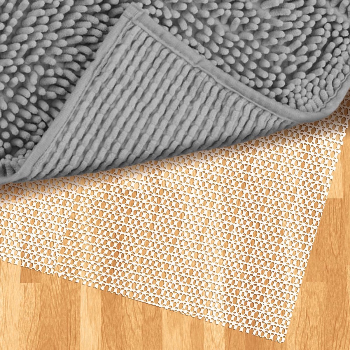 Famanu - Kleine antislipmat 40x60cm, multifunctioneel voor hout- en laminaatvloeren, wit