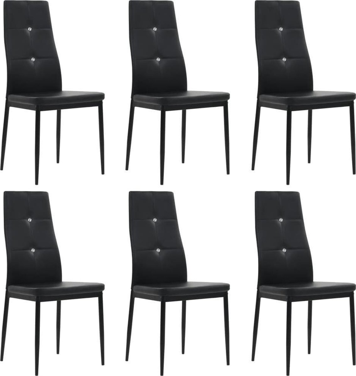 Eettafel stoelen Zwart set van 6 STUKS Kunstleer / Eetkamer