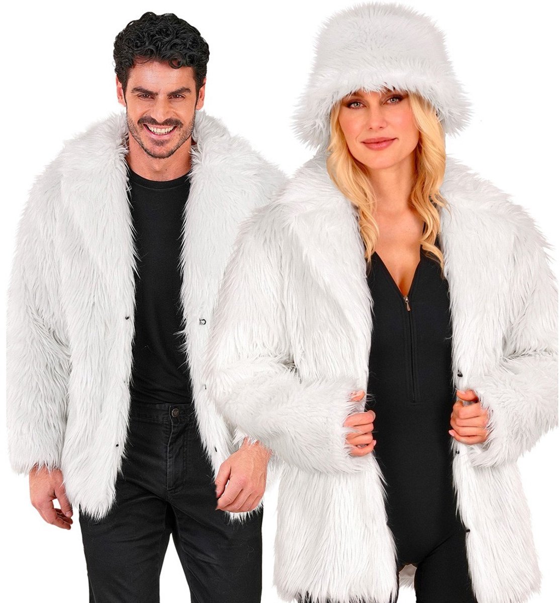 Bontjas Pluche Wit - Maat L-XL