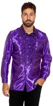 Costume des années 80 et 90 | Chemisier à volants violet en satin Wrong Disco | Taille 48 | Costume de carnaval | Déguisements