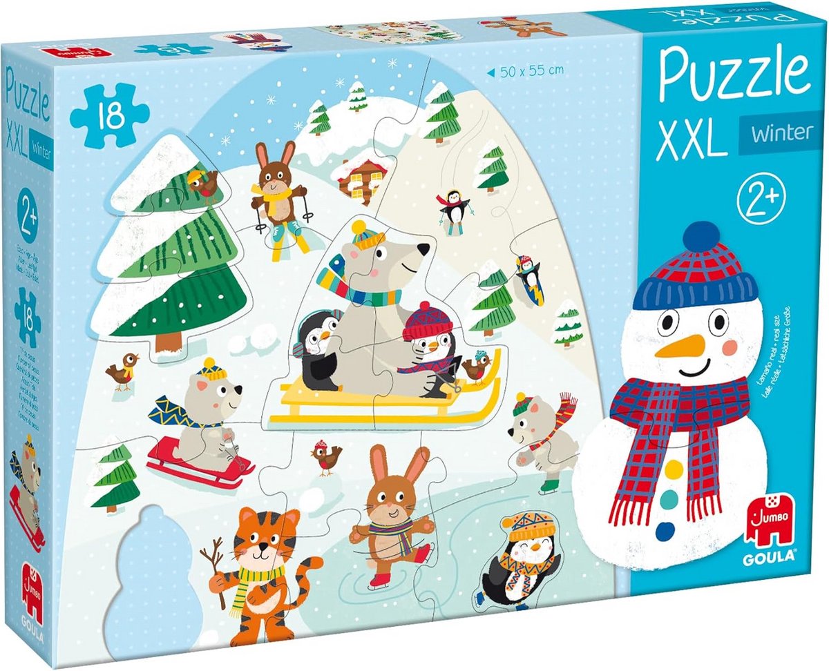 XXL Winter Puzzel 18 Stuks met Tactiele Sneeuwstructuur