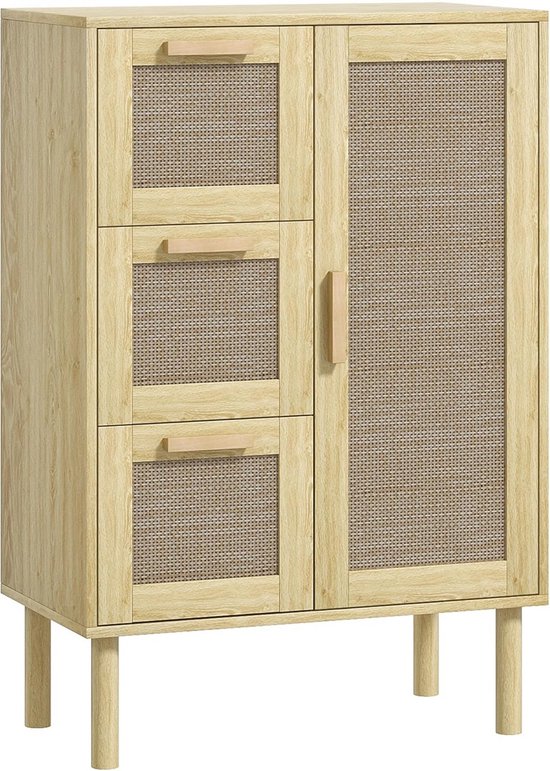 Mueble contenedor con estante 87 x 66 x 33 cm para baño de bambú 03