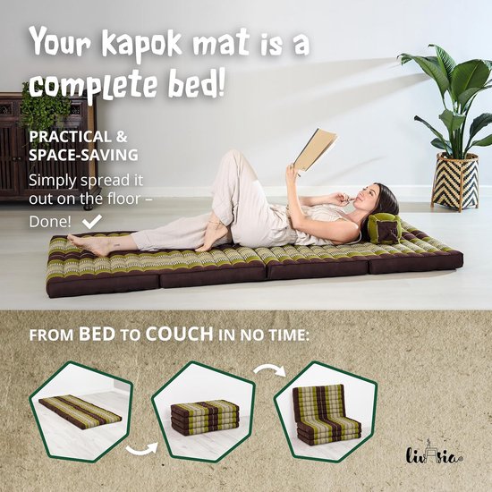 Duurzaam Kapok Klapmatras 200x80cm Gastenmatras Plooibaar Yogamat Opvouwbaar Ligbed van Merkloos — afbeelding 4