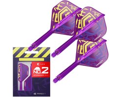 Target Darts Luke Littler World Champion K Flex Flights en Shaft Systeem - Geïntegreerde Dartflights met Shaft - No.2 Paars Geel Design - Intermediate 26mm - 3 Stuks