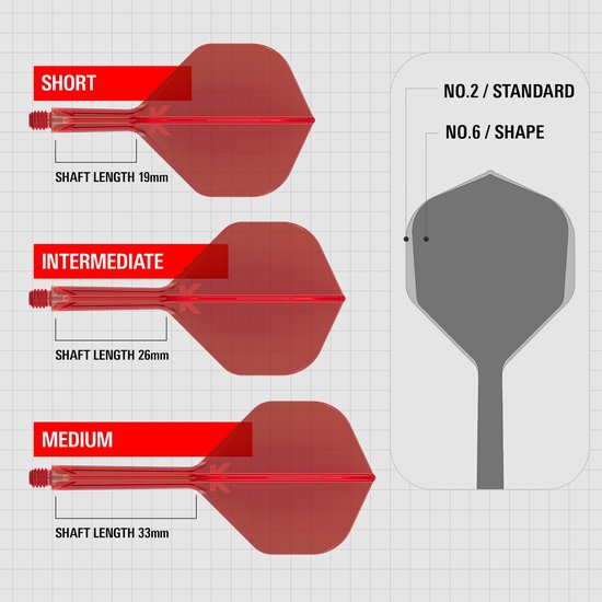 Target K-Flex Red NO2 - Dart Flights - Medium van Target — afbeelding 4