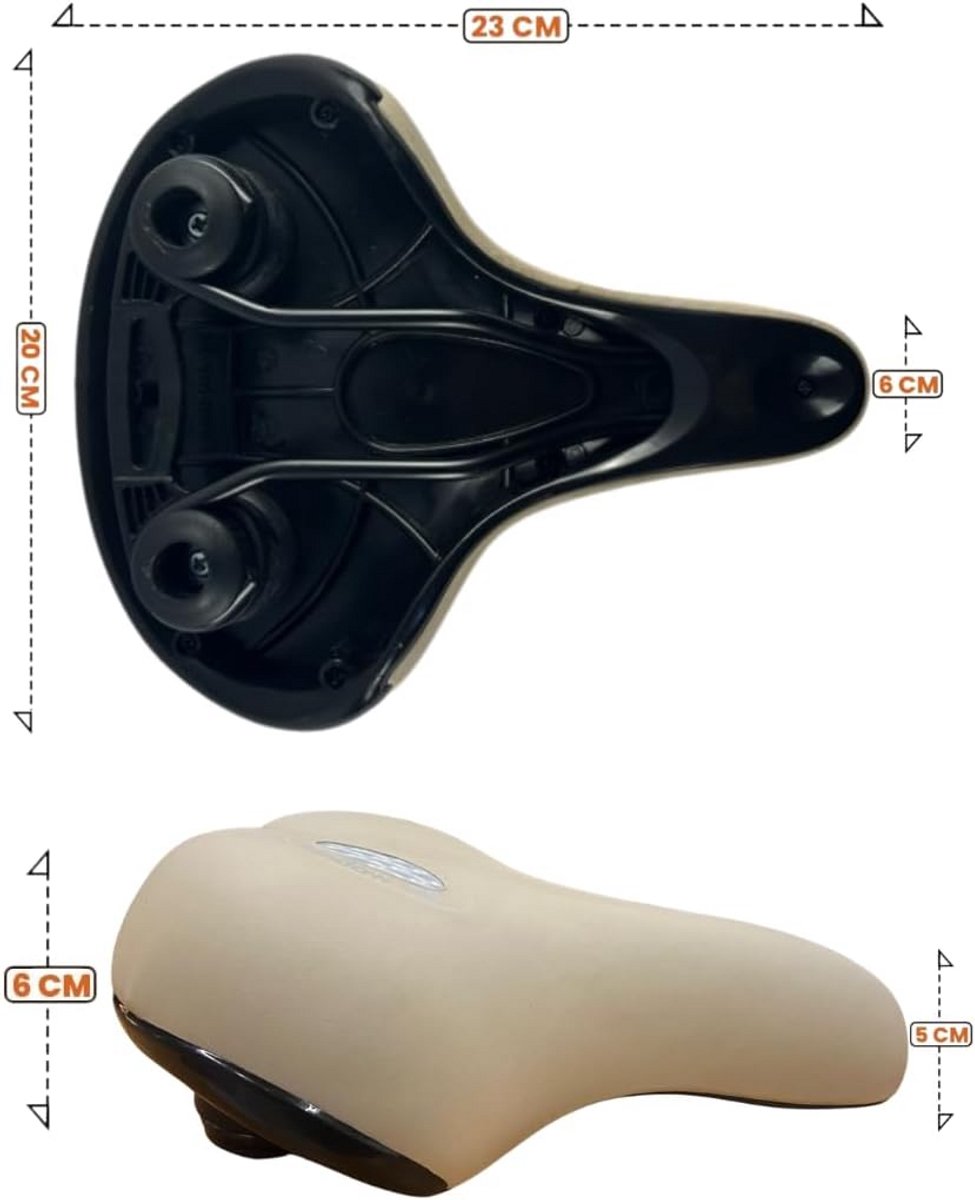 Comfortabel Fietszadel Leer Crème voor Stadsfiets Racefiets Heren Dames
