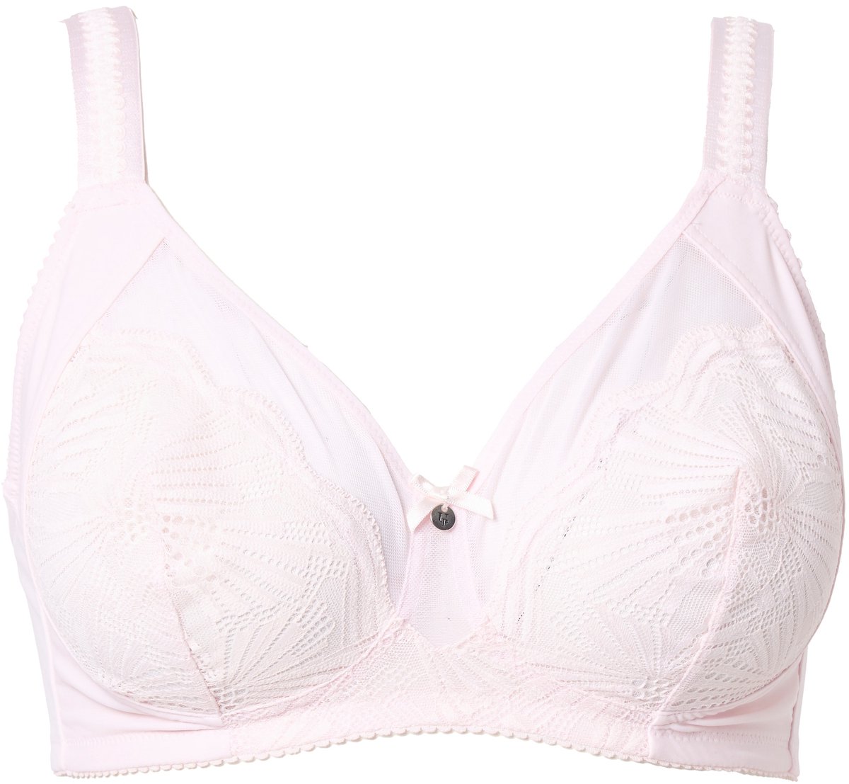 Ulla Popken - Dames - BH zonder beugel mesh kant - Roze - Maat 90D