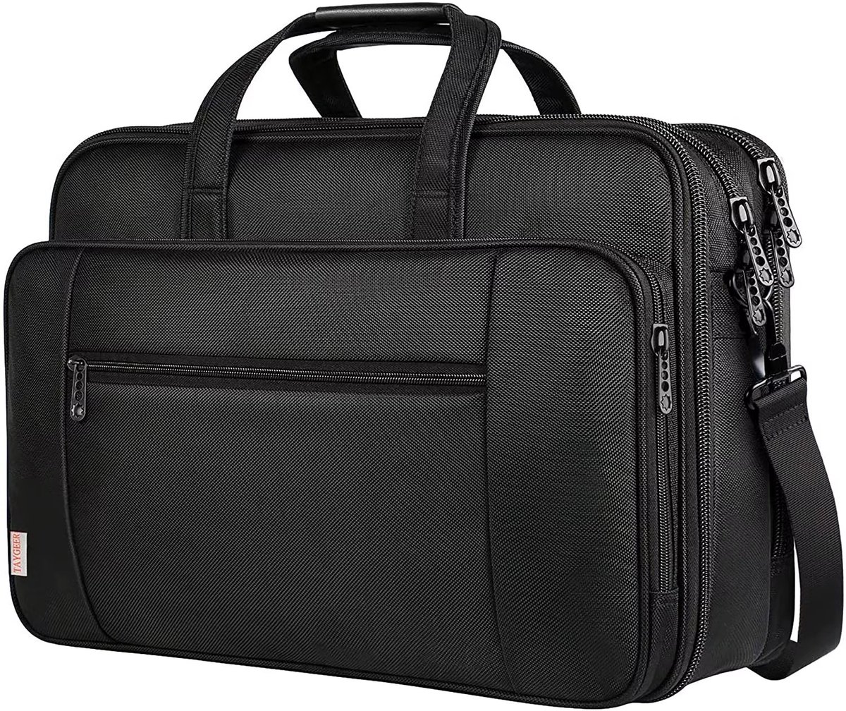 Laptoptas 17 Inch – Uitbreidbaar & Waterdicht – Schoudertas met 2 Compartimenten – Voor Dames & Heren – Zwart