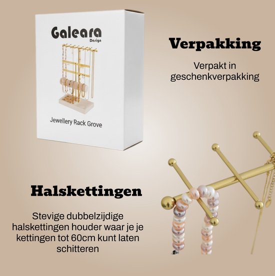 Galeara design Sieradenboom wit goud, sieradenhouder wit, sieradenstandaard zwart, sieradenopslag roségoud woning decoratie aluminium decoratief metaal (furo - zwart bamboe
