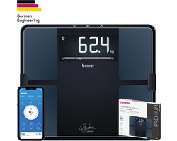 Beurer BF 915 SignatureLine Personenweegschaal & Lichaamsanalyse – Bluetooth® & HealthManager Pro App – Verlicht XXL Display – Meet BMI, Lichaamsvet, AMR/BMR – Tot 200 kg – 8 Gebruikers met Automatische Herkenning – Veiligheidsglas – 5 Jaar Garantie