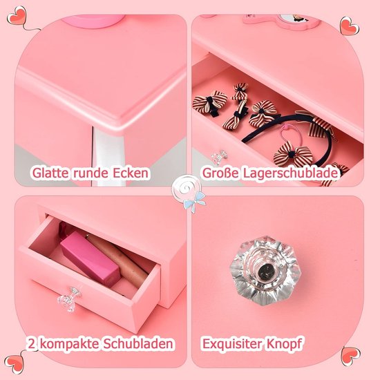 Kleine Meisjes Make-Up Tafel Met Spiegel Make-Up Set Met 9 Stuks Meerdere Make-U