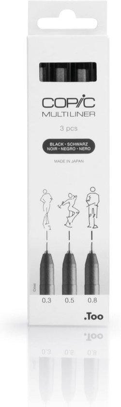 Copic Multiliner Set Wijn, 4 pennen in 4 verschillende lijndikten, tekenpennen met water- en alcoholbestendige pigmentinkt, voor schetsen, illustraties en contouren