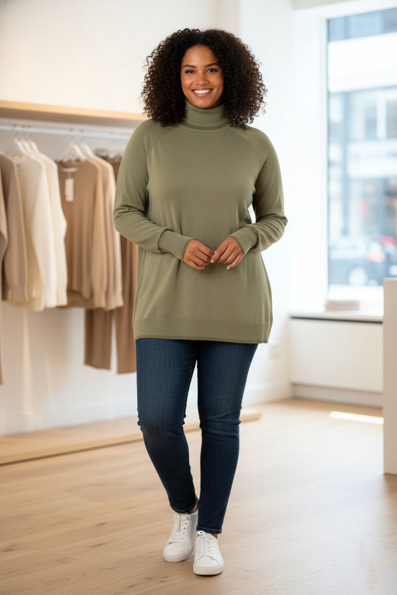 YEST CURVE Selkie Essential Tops - Grey Olive - maat 2(50)
