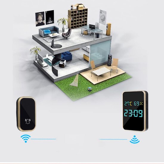 Deurbel -Deurbel draadloos - Deurbelset - Deurbellen -Draadloze Buitendeurbel- Temperatuur Vochtigheid Sensor- IP44 Waterbestendig Batterijloos - Ontvangers LCD Schermen - 38 Beltonen 250 Meter Bereik -Home Package - Kerstcadeau -Kerstversiering — afbeelding 5