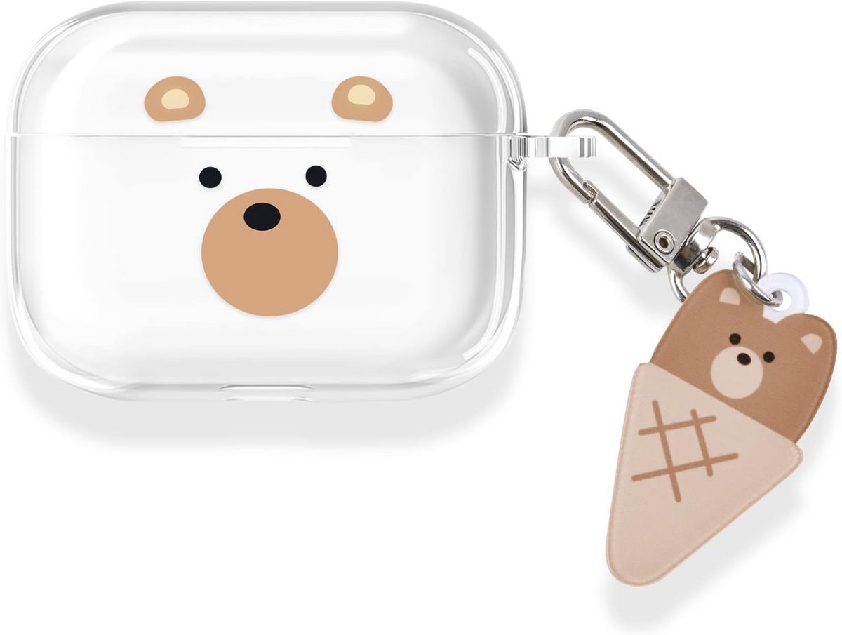Luxe Transparant Hoesje met Schattig Beer Ontwerp voor AirPods Pro