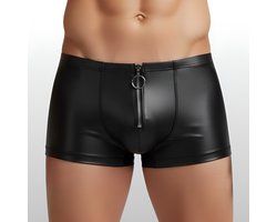 Heren Boxershort met Ritssluiting Zwart - BDSM - PU Leder - Sexy Herenondergoed - Maat L | LS313