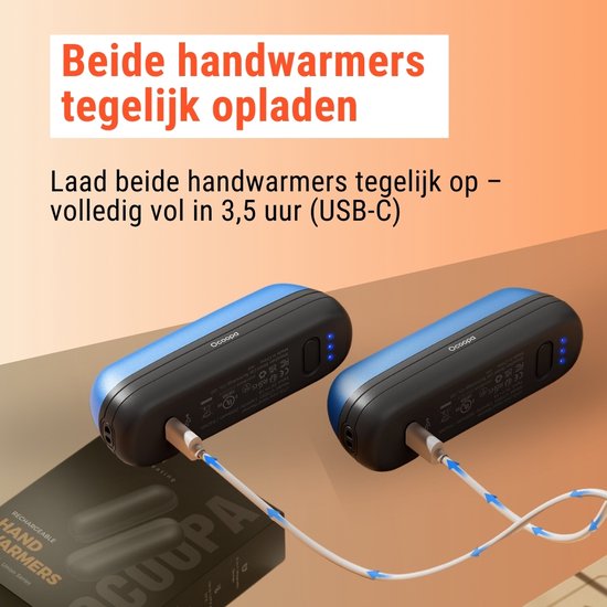Chauffe-mains Magnétique Rechargeable – Double Charge USB-C – Autonomie 23h – 3 Niveaux De Chaleur – Compact