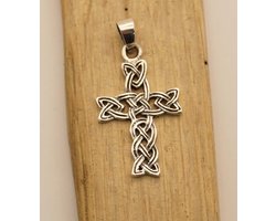 Sterling zilveren hanger van een kruis oneindige knoop - celtic kruis hanger van 925 zilver - zilveren eeuwige knoop kruis - hangers kruizen - keltische hanger kruis - zilveren hanger geloof - sterling zilveren hanger godsdienst