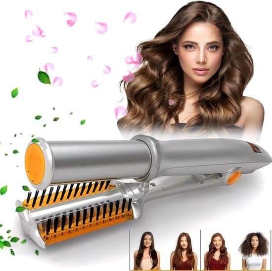 Professionele 2-in-1 stijltang - Functionele stijltang - Verstelbare temperatuur - voor kort en lang haar - snelle opwarming - keramische krultang - geschikt voor op reis - Ideaal haarstylingtool - grijs