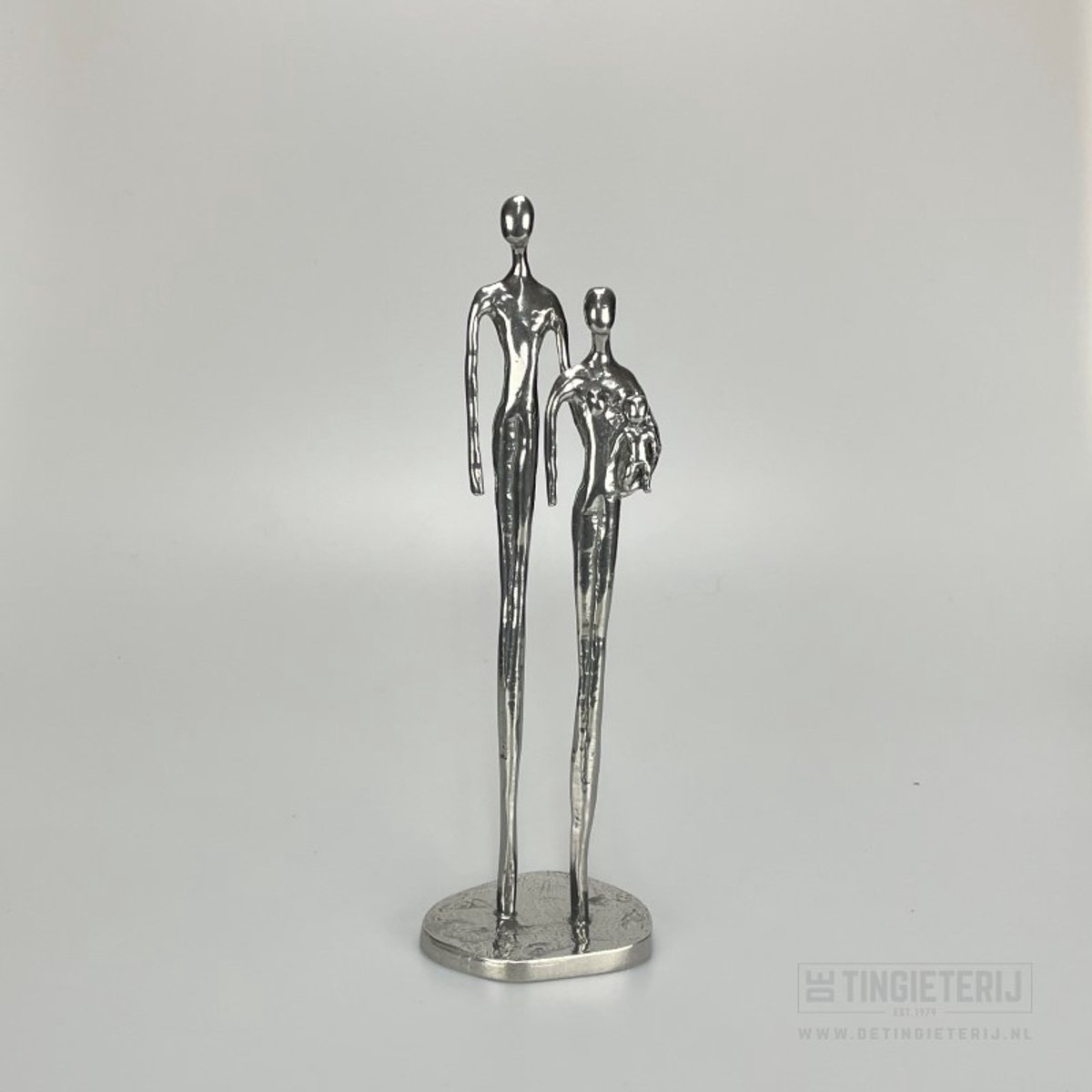 Sculptuur ''Het Gezin'' - Baby (24cm) - Familiebeeldje - Tinnen Huwelijk - Vaderdag - Moederdag - Kraamcadeau - Gezinssculptuur
