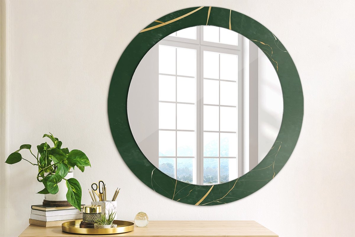 Coloray Bedrukte Spiegel - Bladomtrek Bedrukte Spiegel - 70 cm - Groente Bedrukte Spiegel - Bedrukte Spiegel - Spiegel Met Bedrukte Lijst - Spiegel Met Decoratie Groente Bladomtrek