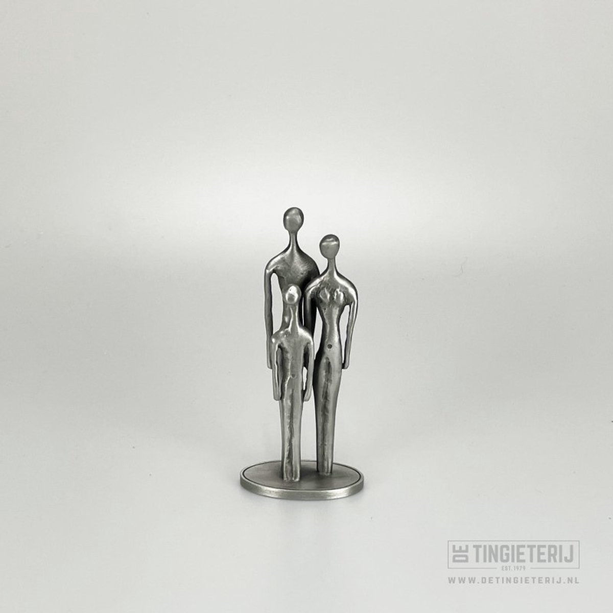 Sculptuur ''Het Gezin - Echtpaar (13cm) - Familiebeeldje - Tinnen huwelijk - 10 jaar getrouwd - Vaderdag - Moederdag - Gezinssculptuur