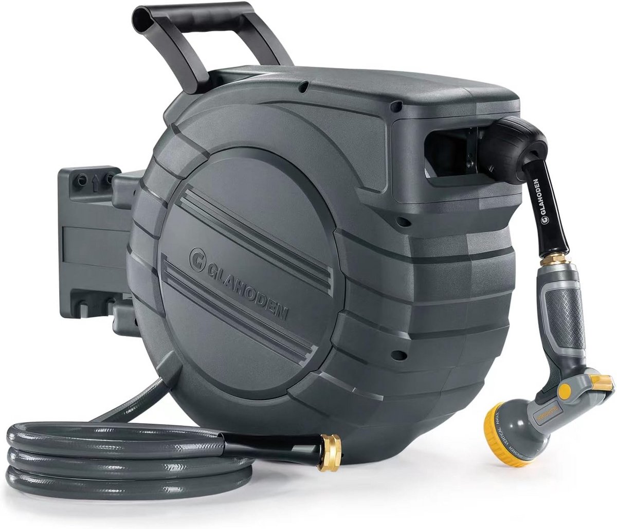 Intrekbare Tuinslanghaspel 20m met Langzaam Intrekmechanisme en 180° Draaibaar