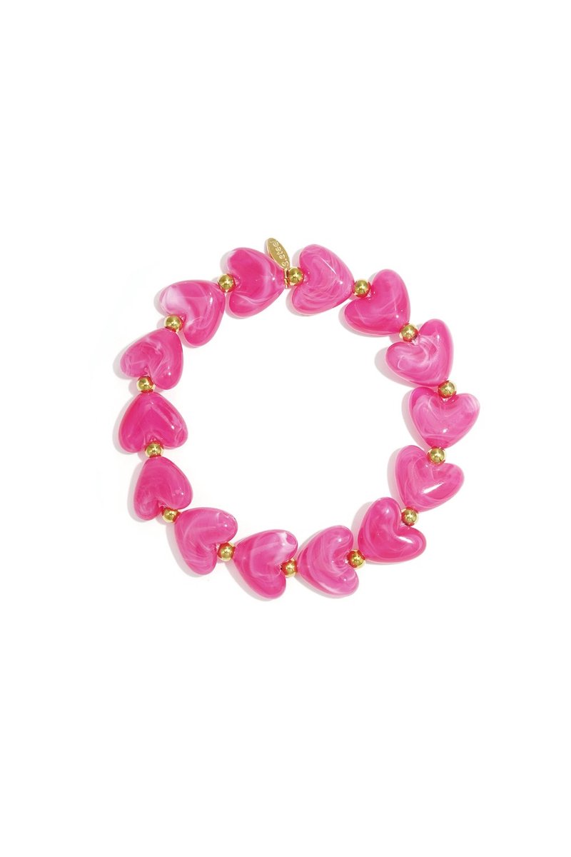 Hartjes armband Rozerood