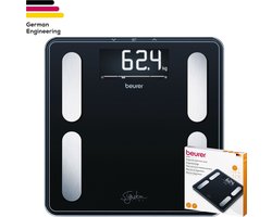 Beurer BF 400 Signature Line Black Personenweegschaal - Lichaamsanalyse - Tot 200 kg - BMI/BMR/AMR - 31 x 31 cm - XL verlicht display - 10 Gebruikers - Veiligheidsglas - 5 Jaar garantie - Zwart