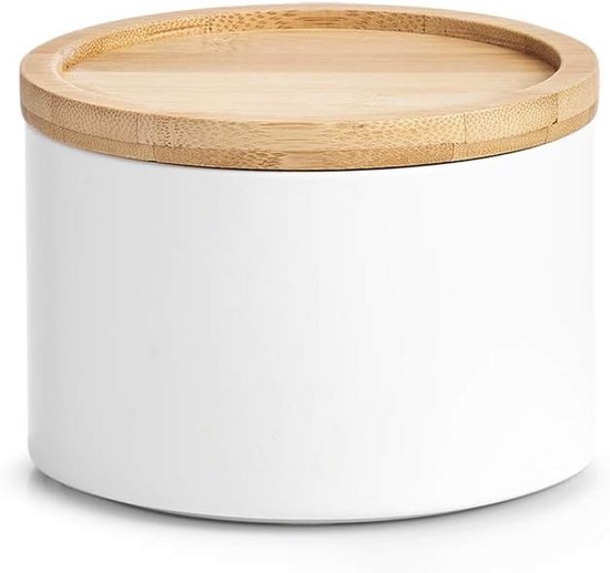 ARRAWIS Grote bamboe opbergdoos, combo met accessoires, bamboe decoratieve opbergdoos met bamboe rollade, 3 luchtdichte glazen potten, 1 zwarte molen en reinigingsborstel