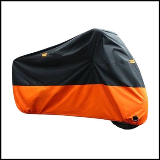 Motorhoes 200x95x110CM – Waterdicht & UV-beschermend – Zwart/Oranje – 190T Oxford – All-season motorbescherming – Reflecterende strips – Anti-diefstal ontwerp