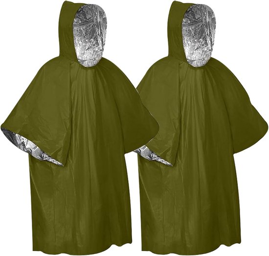 4x Nood Survival Poncho Set - Warmte Deken, Regenjas en Bivakzak voor Kamperen en Noodgevallen
