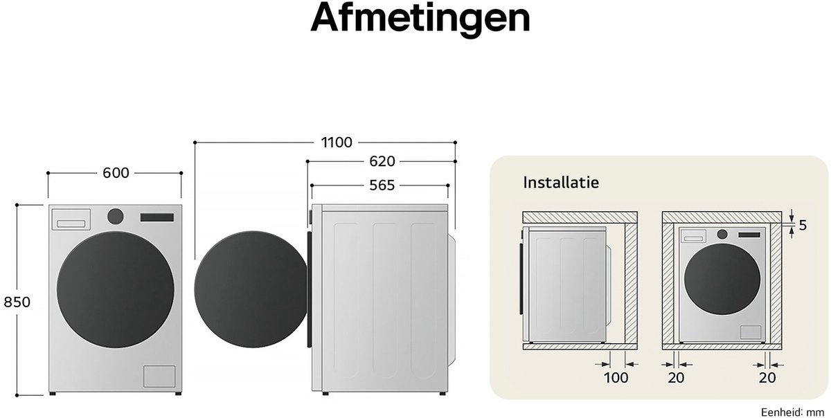 LG F4WR7011SYB wasmachine 11 kg met AI DD voor slimme stofverzorging - TurboWash 39 voor sneller wassen - hygiënisch wassen met stoom en ThinQ slimme bediening. Energieklasse A‑10% — afbeelding 4