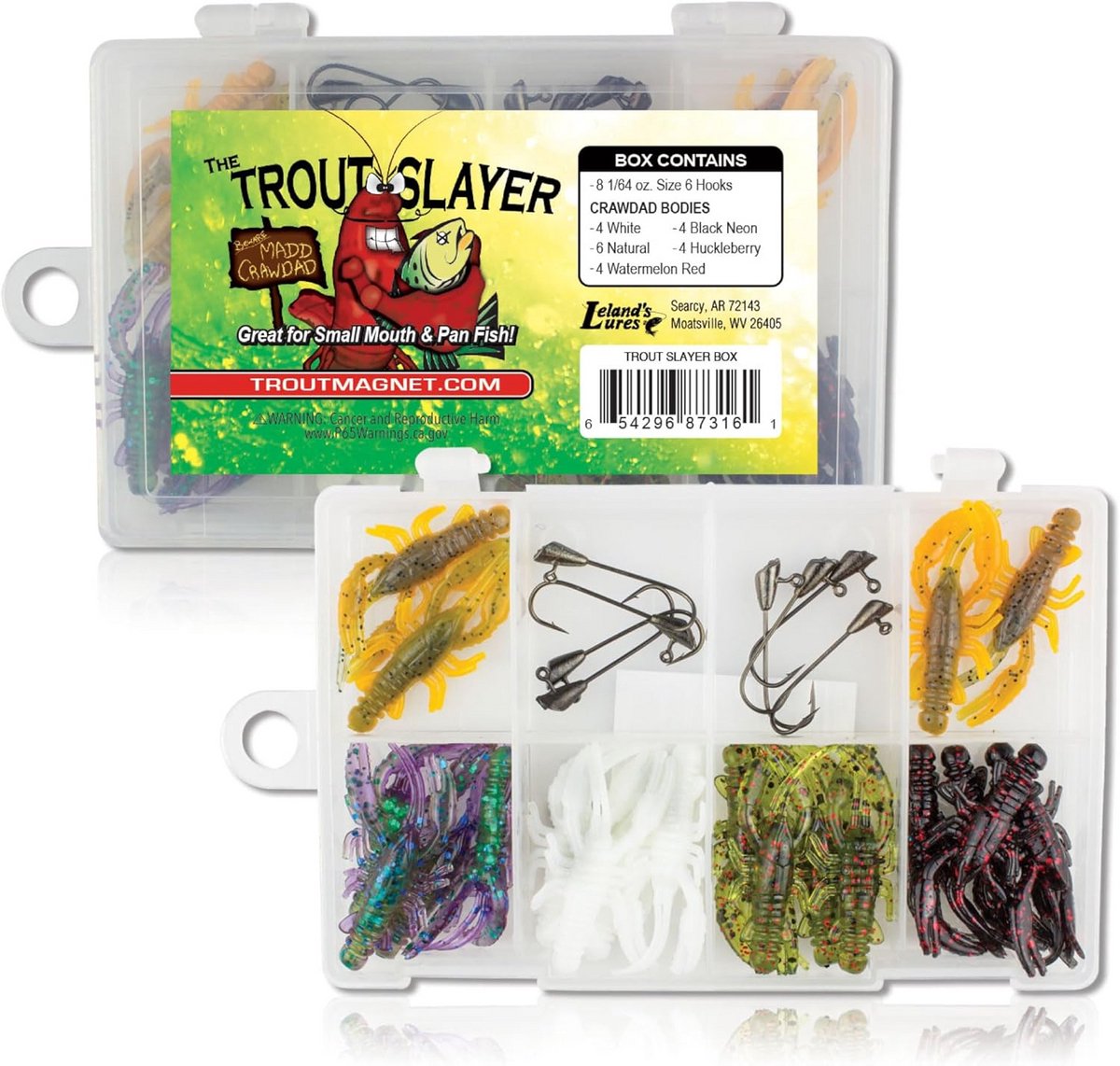 28-delige Forel Visset met 20 Crawdad Kunstaas en 8 Haken - Ideaal voor Beekjes en Meren