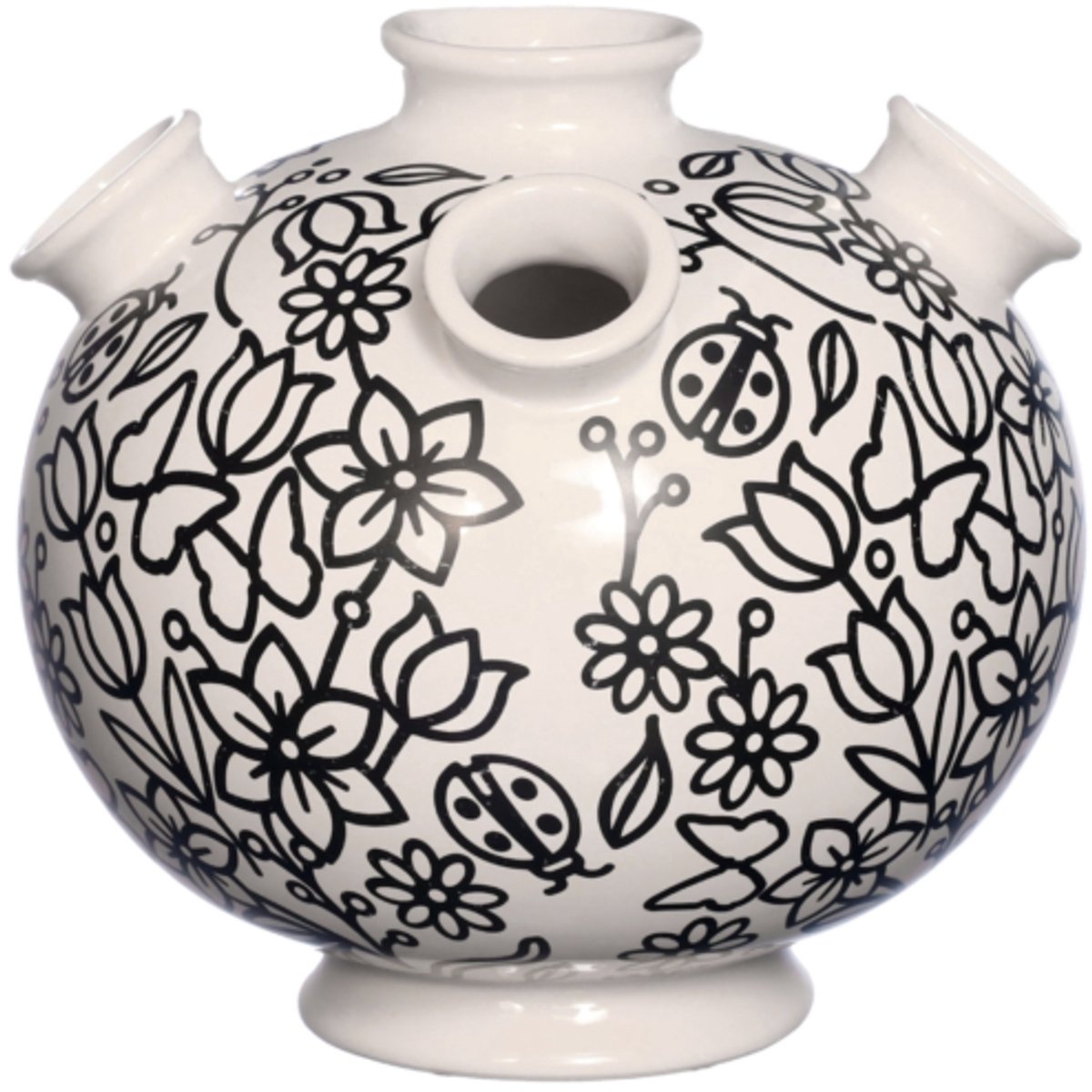 Daan-Kromhout tulpen vaas doodle 18 cm wit-zwart