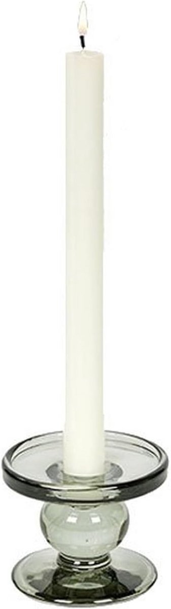 Rookgrijze Glazen Kandelaar H 7 D 9 Cm