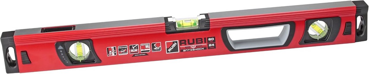 Waterpas aluminium 100 cm met anti-shock doppen
