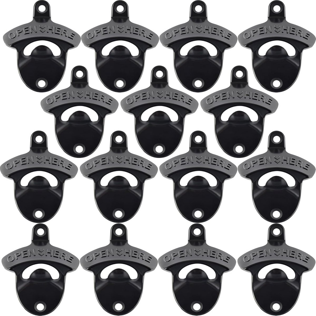 15x Wandflesopener voor Bierdoppen - Zwarte Schroefdop Afnamepper - Metalen Tafelmontage