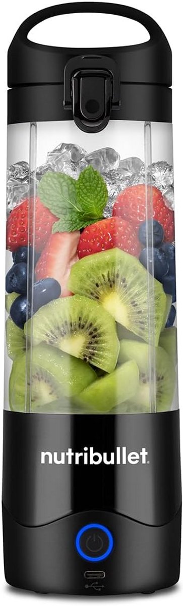 Draagbare USB-Blender Zwart - Krachtige Mini Smoothie Maker voor Onderweg - 590ml