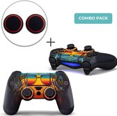 Retro Leeuw Combo Pack - PS4 Controller Skins PlayStation Stickers + Thumb Grips