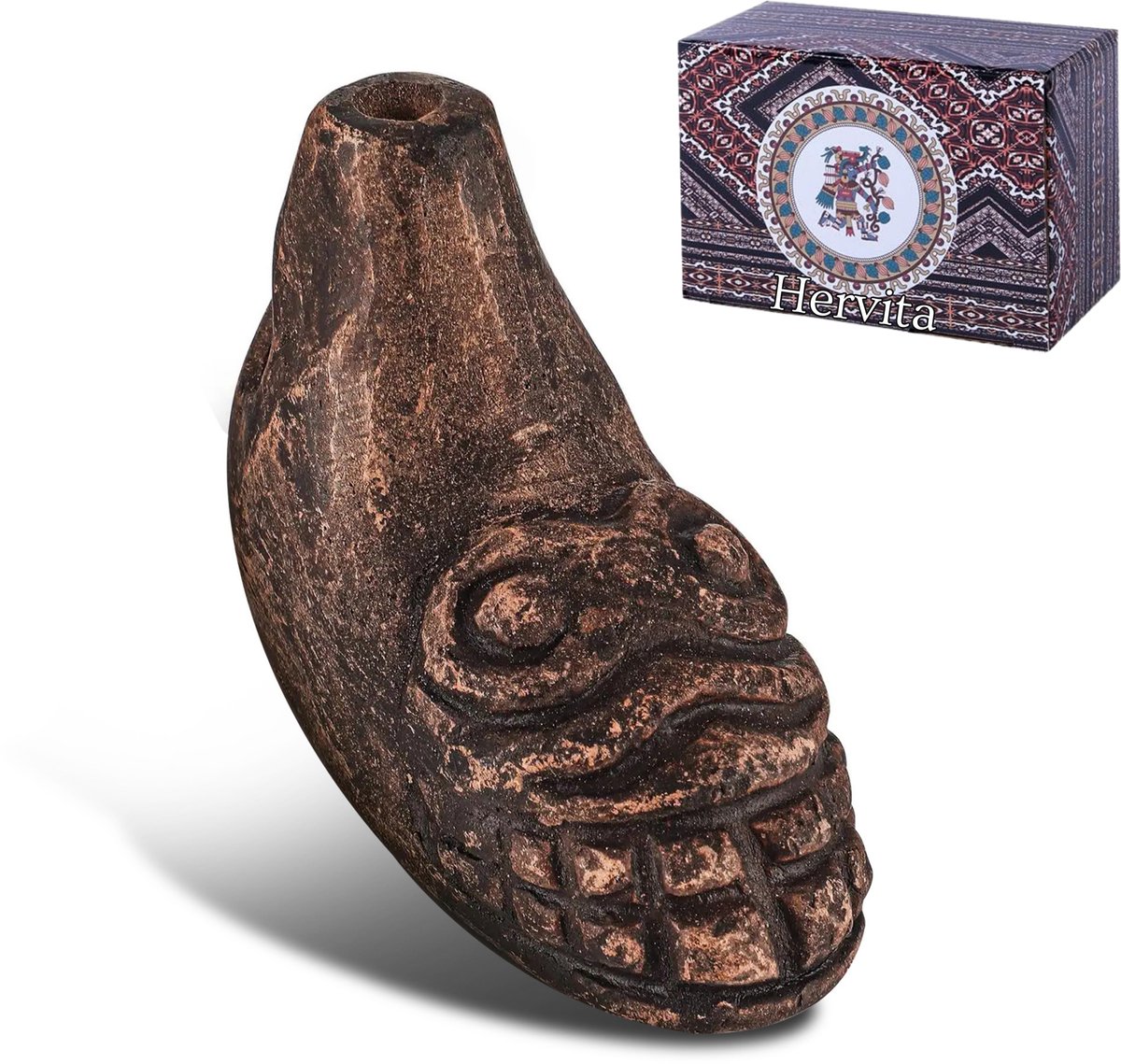 Aztec Death Whistle - Traditioneel Doodshoofd - Schreeuwende Fluit - Handgemaakt - Tot 120 Decibel - Azteekse Doodsfluit