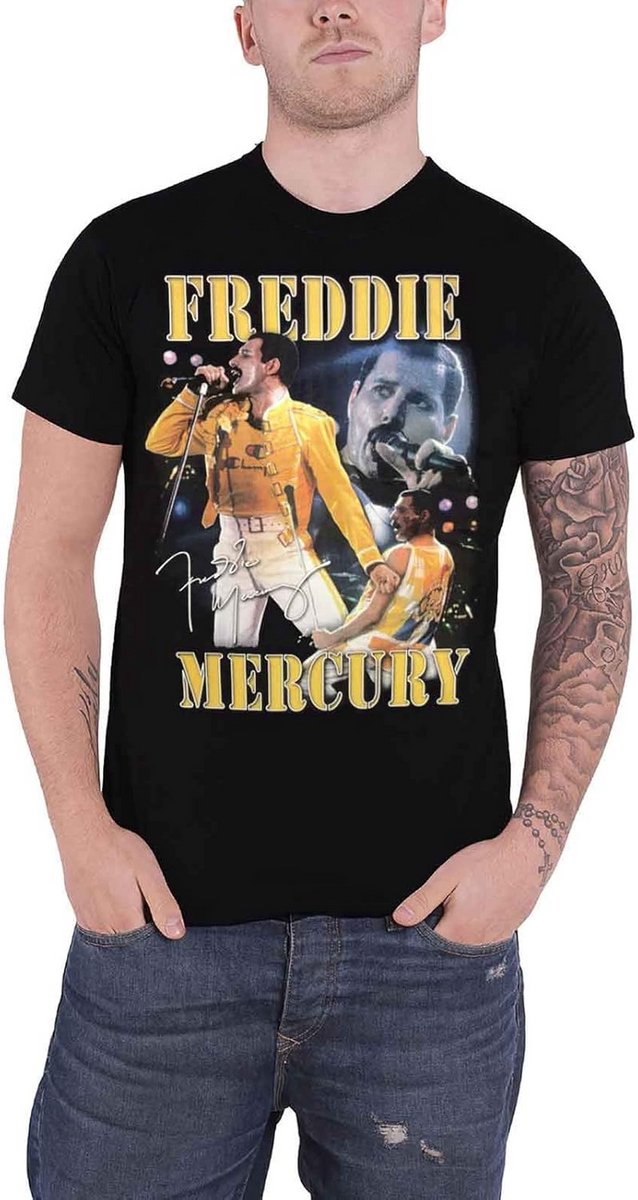 T-shirt Man Zwart Artistiek Design Homage aan Iconische Zanger