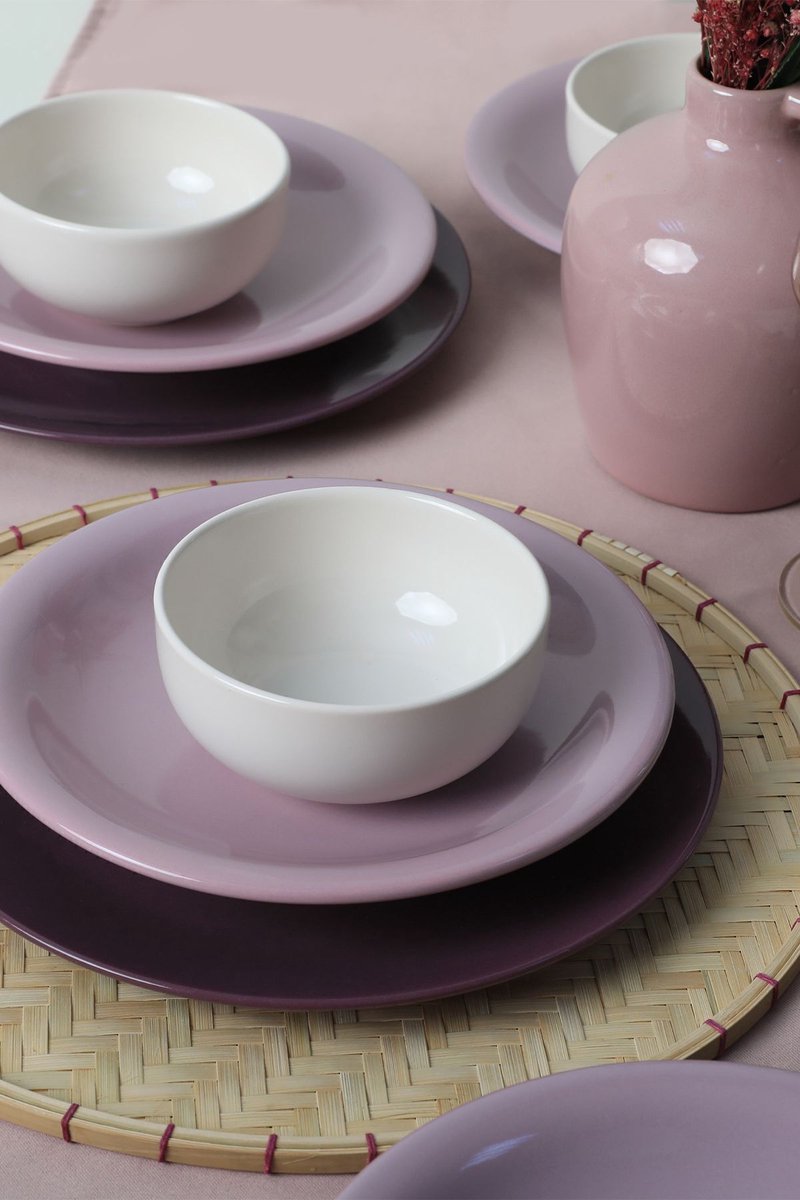 Keramika Serviesset - Purple Mix - 18 delig - 6 persoons - Stoneware
