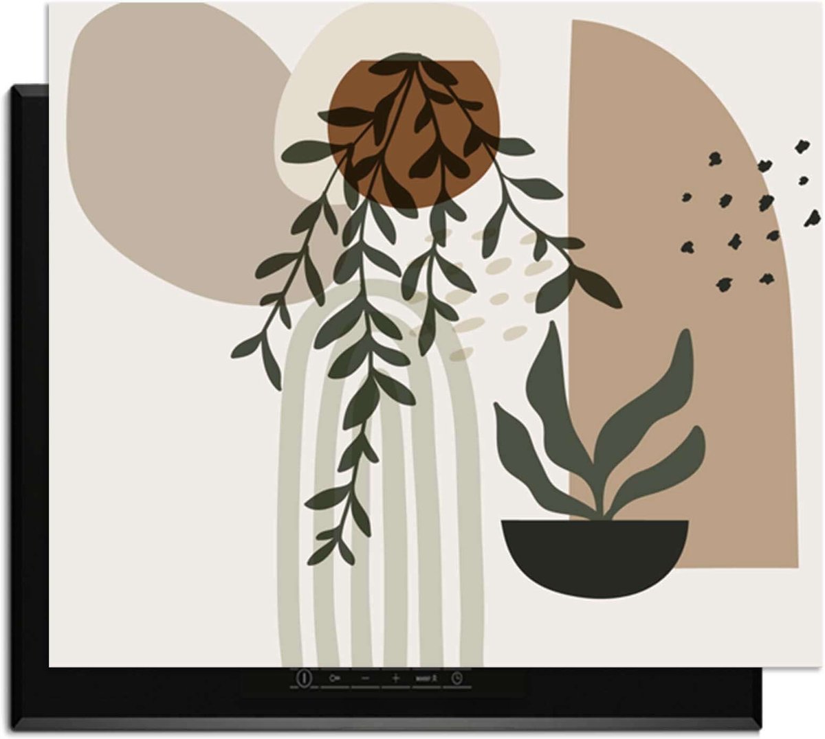 KitchenArt - Botanical Harmony – Inductie Beschermer - 70x52 cm - Kookplaat Beschermer - Luxe Afdekplaat Inductieplaat - Anti-slip & Oprolbaar - Beschermmat Inductiekookplaat