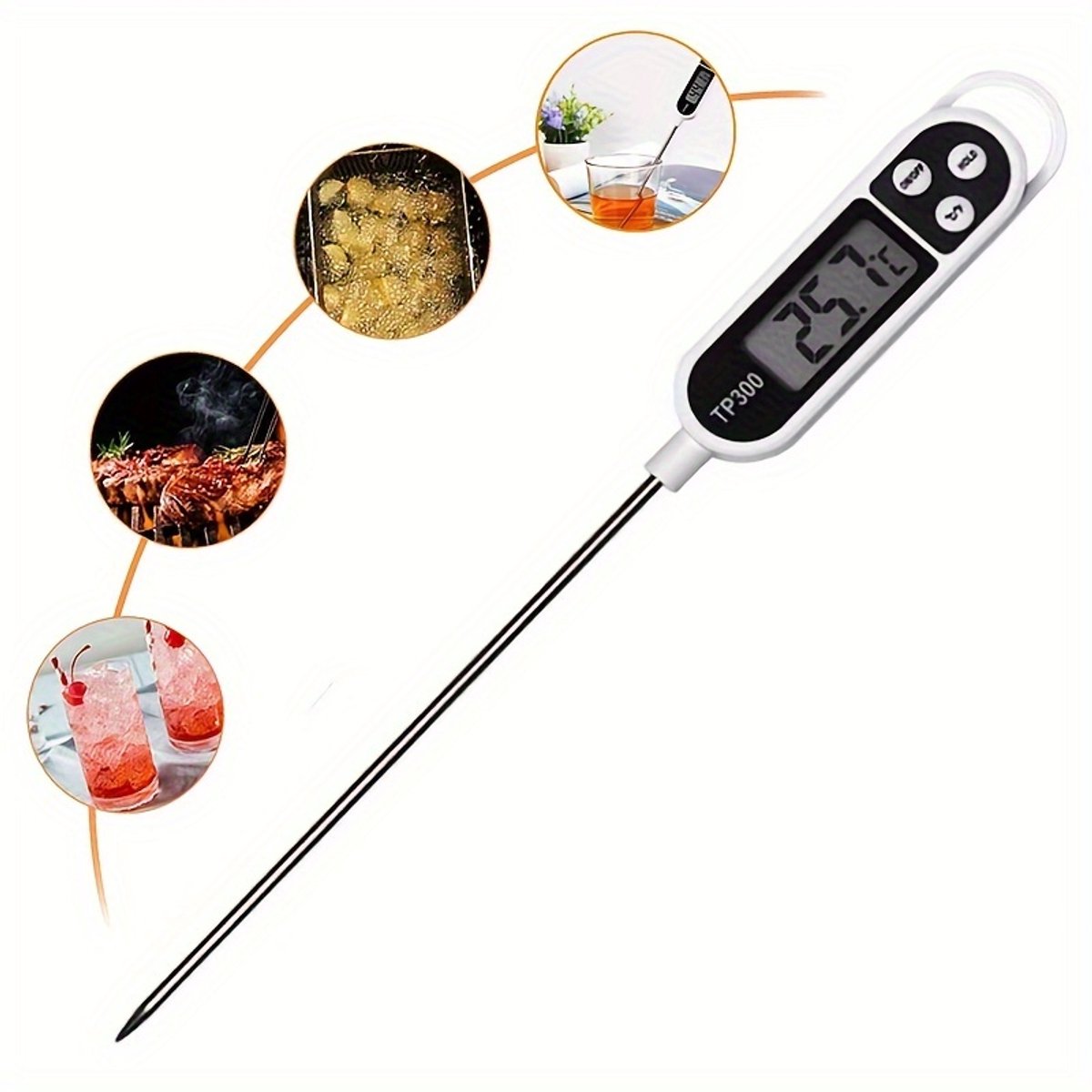 Livé® Digitale Keukenthermometer – 304 RVS Sonde Wit
