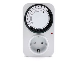 Dagelijkse timer, mechanisch, voor binnenshuis, wit, verstelbare intervallen van 15 minuten, 24 uur, mechanische timer-schakelaar, universeel stopcontact, timer