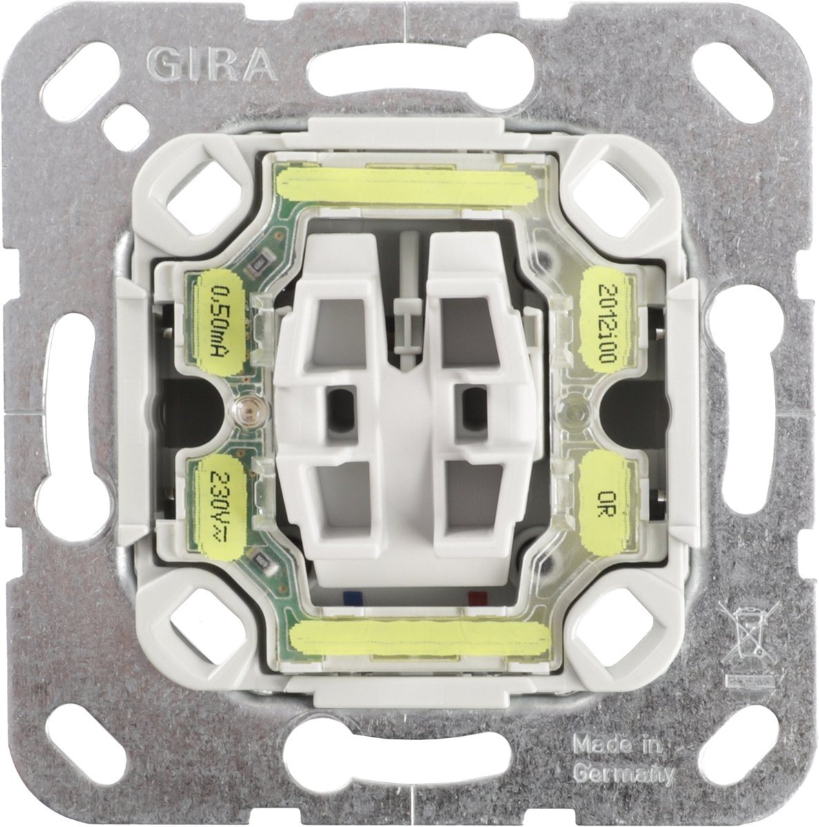 Gira Wisselschakelaar met Controle-element voor Inbouw - Zichtbare CE-markering - 2 Jaar Garantie - Gewicht 58 Gram - Levering van 1 Stuk in Zak - Afmetingen 71 x 71 x 38 mm