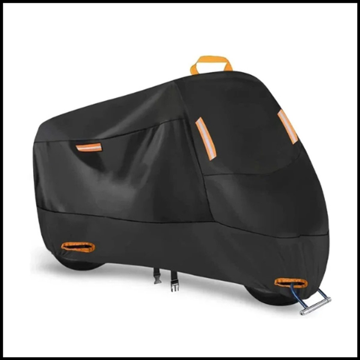 Universele motorhoes XXL – 210D dik Oxford – Waterdicht & UV-bestendig – All-season bescherming – Met slotgaten, windriemen en reflectiestroken – Zwart