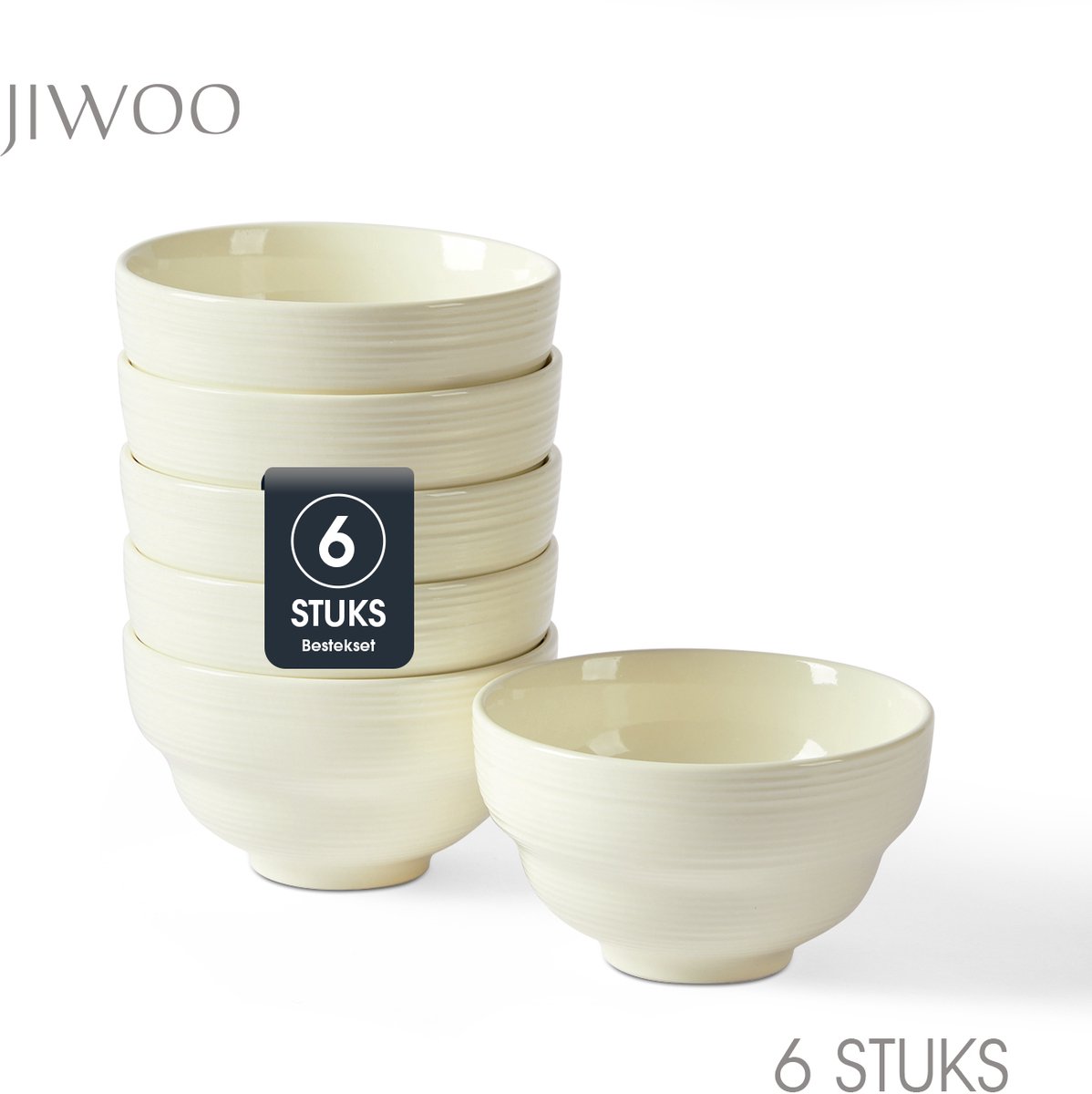 Set van 6 Kommen (Ø11,8cm / 380ml) Ontbijtkommen, Mueslikom, Soepkom, serviesset 6 persoons, Geschikt voor Restaurants, Horeca, Familiefeesten, Feest, Banketten en Picknicks, Magnetron-vaatwasserbestendig, Porselein